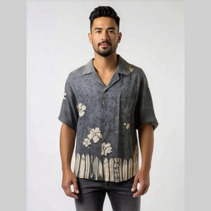 Pineapple Connection Shirt Surfboard Hem Button Hawaiian Floral Sz L